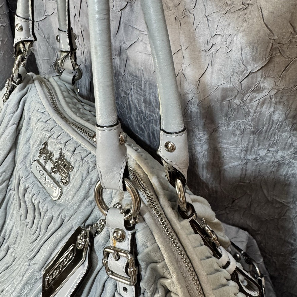 COACH Madison Sophia Satchel Shoulder Bag Gray Gathered Leather - Picture 14 of 16